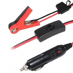 12v alligator clips to car lighter power cable